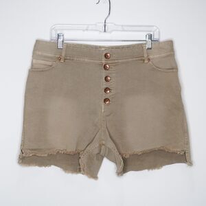 Cato Womens Denim Shorts Size 16 Beige Tan Classic Distressed Button Fly Boho‎